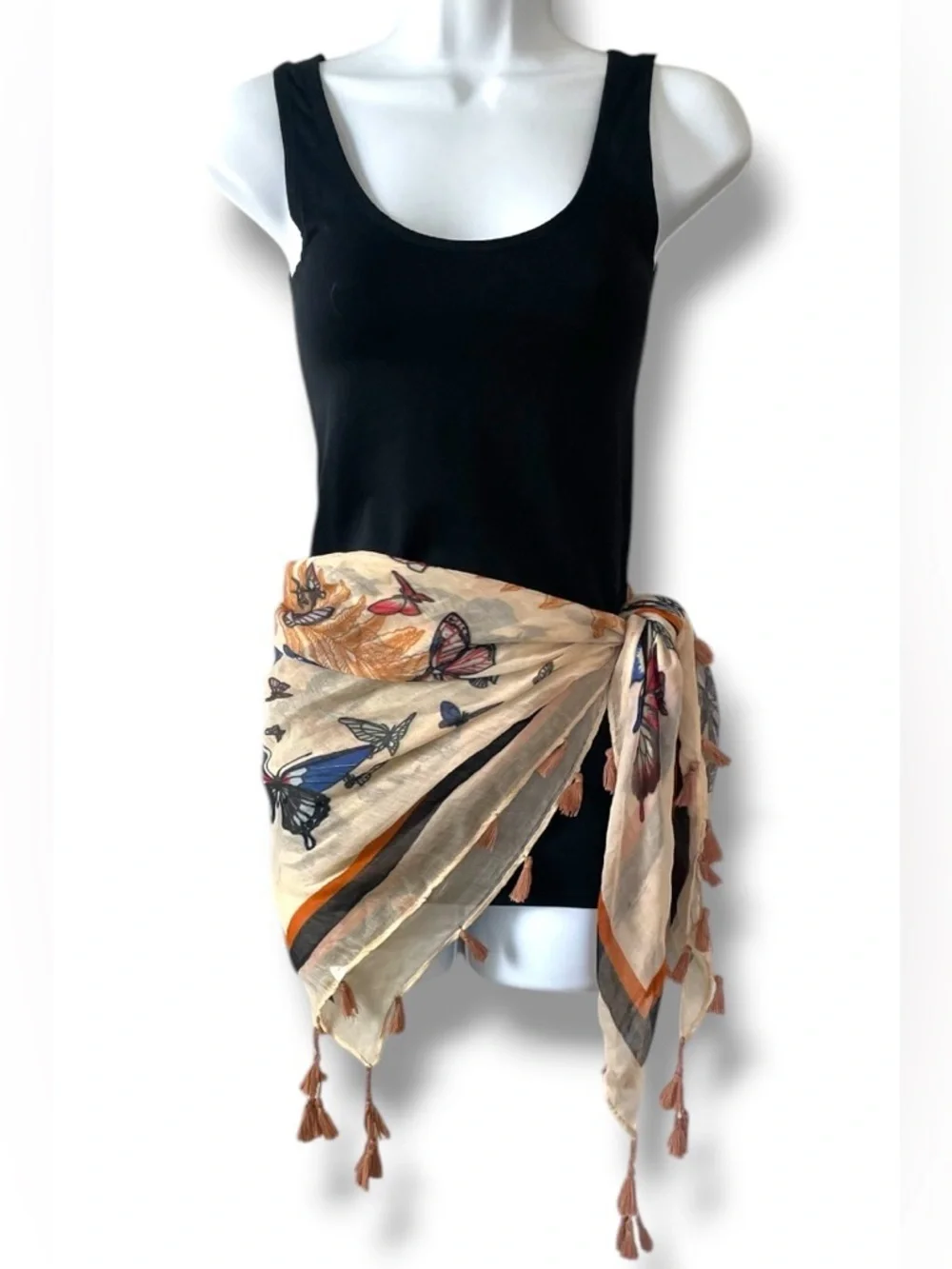 Tassel Scarf Shawl Wrap Fringe Scarf Festival Bohemian Boho Butterfly Print